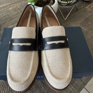 Cole Haan Tan and Black Slip-On Loafers Modern Design